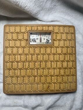 Vintage 1970s Rattan Bathroom Floor Scale